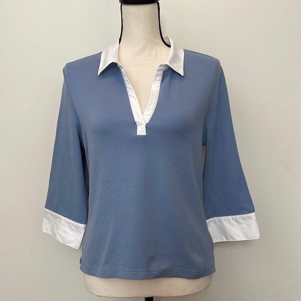The Limited V-Neck Collared Three Quarter Sleeve Tee